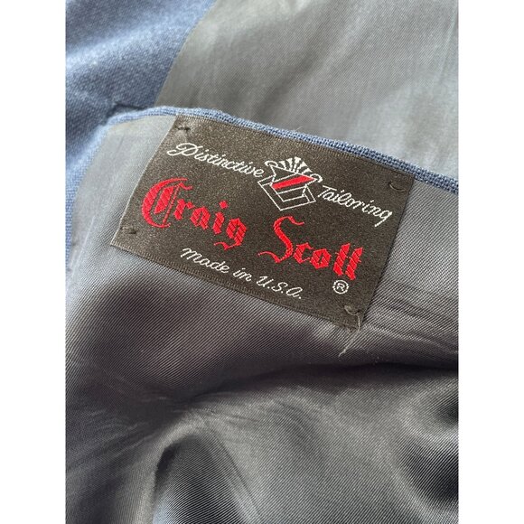 Vintage 70s Craig Scott Blazer Jacket Size 46R Double Button Blue Gold Business - Picture 7 of 8